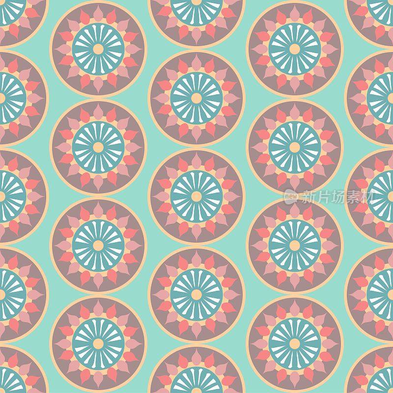 Abstract shapes in peach and duck egg blue